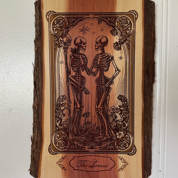 Wooden Skeleton Tarot Lovers Art - Picture 2 of 2